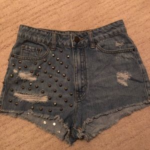high waisted denim shorts